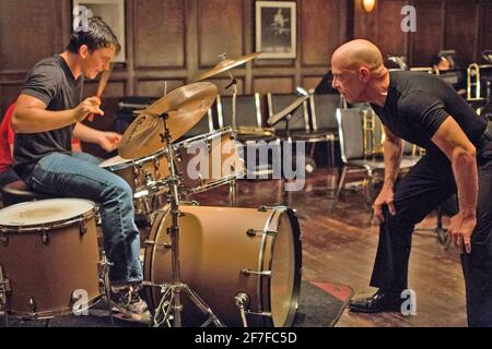 WHIPLASH 2014 Sony Pictures Classics film avec Miles Teller à gauche et J.K. Simmons Banque D'Images