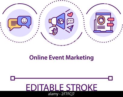 Icône de concept de marketing d'événement en ligne Illustration de Vecteur