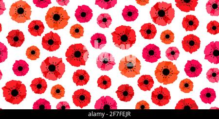 Coquelicots rouges à motif sans couture isolés sur du blanc. Le jour du souvenir ne l'oublions pas. Jour Anzac. Fleur de pavot rouge symbole international de paix. Super pour d Illustration de Vecteur
