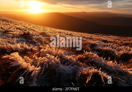 Brecon Beacons en hiver, parc national de Brecon Beacons, pays de Galles du Sud, Royaume-Uni, Europe Banque D'Images