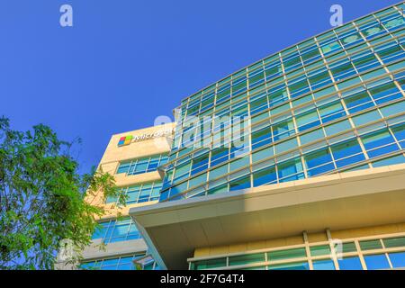 Sunnyvale, CA, États-Unis - 13 août 2018 : architecture moderne de Microsoft Corporation. Microsoft est l'un des géants de la haute technologie de la Silicon Valley et l'un des Banque D'Images