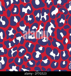 Motif léopard dans les couleurs des Etats-Unis - dessin drôle sans couture motif ocelot. Affiche lettrage ou t-shirt motif textile. Papier peint, emballage Illustration de Vecteur