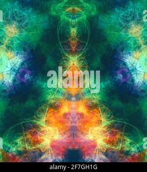 Tableau de symétrie irisée Résumé oeuvre d'art moderne texture psychédélique toile de fond Banque D'Images