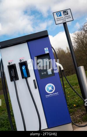 Point de recharge pour voiture électrique, Strathclyde Country Park Banque D'Images