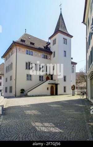 Ancien hôtel de ville de Rapperswil-Jona, canton de Saint-Gall, Suisse. Le Rapperswil 'rat- oder richthus est mentionné pour la première fois en 1419. Banque D'Images