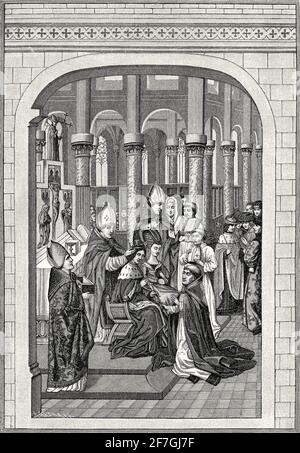 Couronnement de Charles V de France, 1316-1378, roi de Bohême, empereur Saint-Romain Banque D'Images