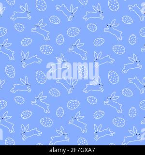 Motif avec lapins de pâques blancs et œufs. Illustration de Vecteur
