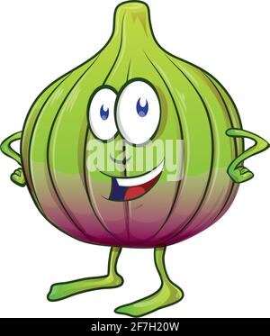 Personnage de mascotte de dessin animé de fruits de la Fig sur fond blanc Illustration de Vecteur