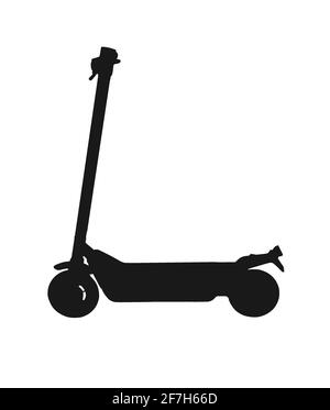 Scooter électrique, silhouette de transport individuel, sur fond blanc, illustration isolée Banque D'Images