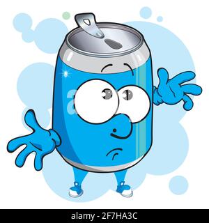 Mascotte de dessin animé en aluminium. Image d'une drôle de boisson gazeuse. Boisson, soda, cola, bière. Illustration de Vecteur