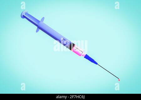 seringues avec doses de vaccination pour la protection contre les virus (rendu 3d) Banque D'Images