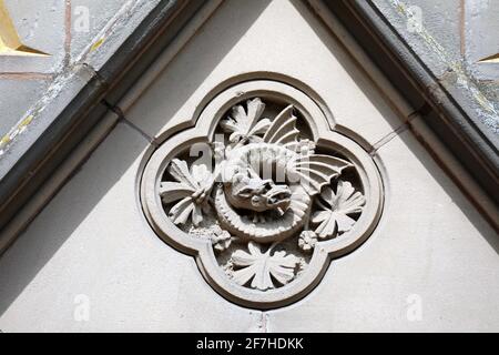 Détail architectural du bâtiment de style gothique Barclays Bank à Churchyardside à Nantwich construit en 1876 Banque D'Images