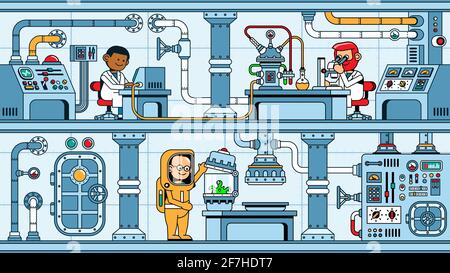 Scientifiques en laboratoire de biotechnologie Illustration de Vecteur