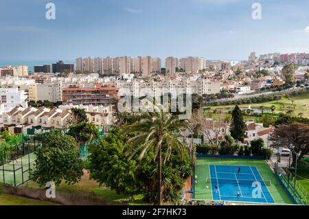 Vue panoramique sur Torremolinos, Espagne Banque D'Images