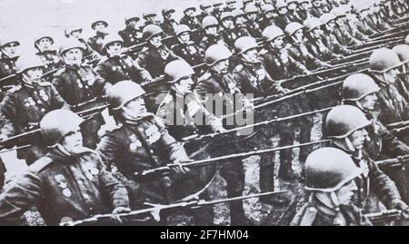 Défilé de la victoire sur la place Rouge à Moscou le 24 juin 1945. Banque D'Images