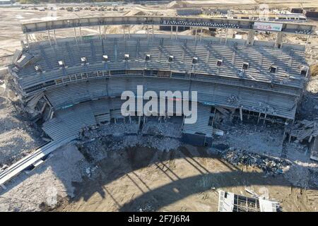 Une vue générale du SDCCU Stadium étant démoli, samedi 20 février 2021 à San Diego, en Californie (Dylan Stewart/image of Sport) Banque D'Images