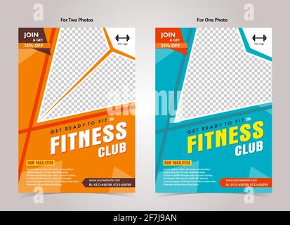 GYM Fitness Flyer format A4 modèle Creative Design avec espace photo. Illustration de Vecteur