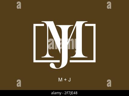 Motif texte de lettre initiale MJ ou JM marron Illustration de Vecteur