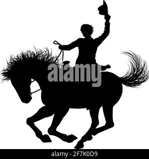 Cowboy Riding Horse Silhouette Illustration de Vecteur