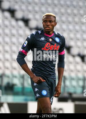 Naples, Piémont, Italie. 7 avril 2021. Lors du match de football de la série italienne FC Juventus contre SSC Napoli le 7 avril 2021 au stade Allianz de Turin.in photo: Victor Osimhen crédit: Fabio Sasso/ZUMA Wire/Alamy Live News Banque D'Images