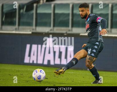 7 avril 2021, Naples, Piemonte, Italie: Pendant le match de football de la série italienne FC Juventus contre SSC Napoli le 7 avril 2021 au stade Allianz à Turin..en photo: Lorenzo Insigne (Credit image: © Fabio Sasso/ZUMA Wire) Banque D'Images