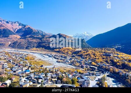 Ushguli village de Upper Svaneti, Géorgie Banque D'Images