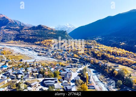 Ushguli village de Upper Svaneti, Géorgie Banque D'Images