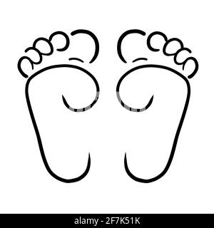 Les pieds vont pas comme l'empreinte vecteur design logo icon orteils et semelle de pied noir blanc enfants pieds garçon pieds nus Banque D'Images