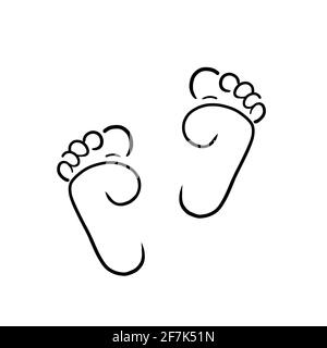 Les pieds vont pas comme l'empreinte vecteur design logo icon orteils et semelle de pied noir blanc enfants pieds garçon pieds nus Banque D'Images