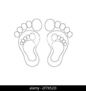 Empreinte pieds noirs blancs pieds pieds nus parent mère père enfant chaîne de chemin petits pieds enfants symbole logo design mise en page vectorielle modèle step go Banque D'Images