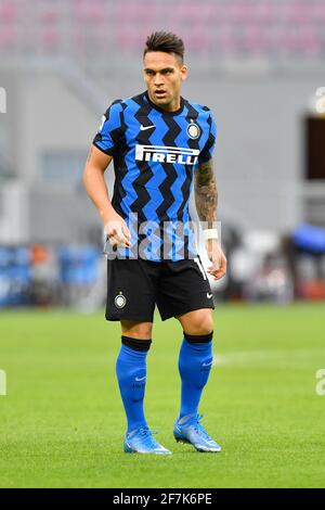 Milan, Italie. 07e avril 2021. Lautaro Martinez (10) de l'Inter Milan vu dans la série UN match entre l'Inter Milan et Sassuolo à Giuseppe Meazza à Milan. (Crédit photo: Gonzales photo - Tommaso Fimiano). Banque D'Images