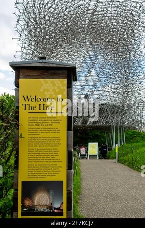 L'installation d'art immersive de Hive dans les jardins botaniques royaux de Kew, conçue par l'artiste Wolfgang Buttress et composée de centaines de lumières LED Banque D'Images