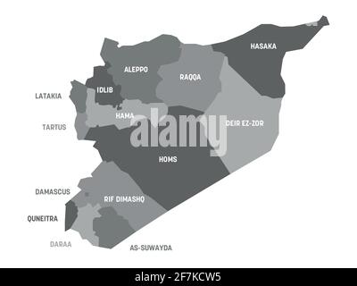 Carte politique des gouvernorats de Syrie Illustration de Vecteur