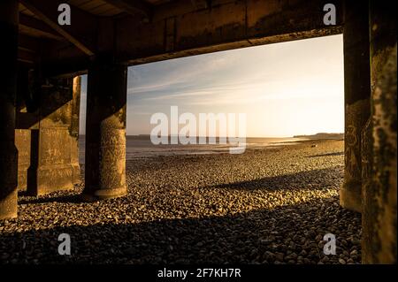 Vue imprenable sur Penarth Pier, Vale of Glamourgan, pays de Galles Banque D'Images