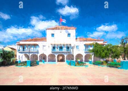 Bâtiment colonial du gouvernement municipal, Santiago de Cuba, Cuba Banque D'Images