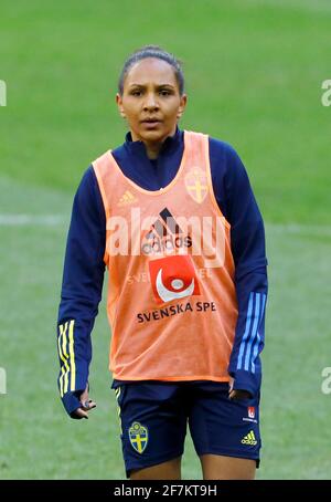 Madelen Janogy équipe nationale féminine de football, entraînement à Friends Arena, Stockholm, 2021-04-08 (c) Patrik C Österberg / TT Code: 2857 Banque D'Images