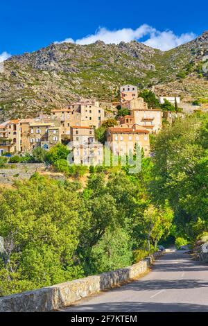 Lama, petit village de montagne, Balagne, Corse, côte ouest de l'Île, France Banque D'Images