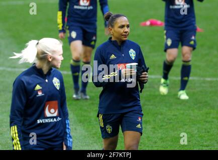 Madelen Janogy équipe nationale féminine de football, entraînement à Friends Arena, Stockholm, 2021-04-08 (c) Patrik C Österberg / TT Code: 2857 Banque D'Images