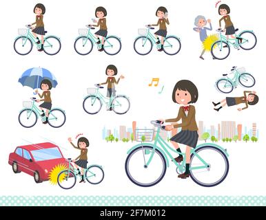 Un ensemble d'écolière à cheval sur un cycle de ville.c'est l'art vectoriel si facile à éditer. Illustration de Vecteur