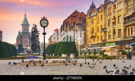 Place de la victoire, Timisoara, Roumanie Banque D'Images