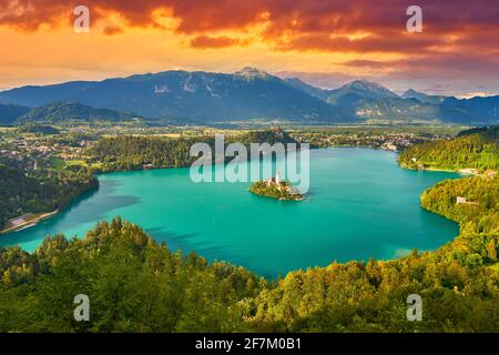 Le lac de Bled, Slovénie Banque D'Images