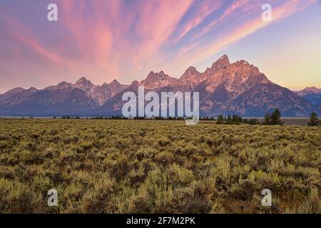 Lever du soleil au parc national de Grand Teton. Wyoming. États-Unis. Banque D'Images