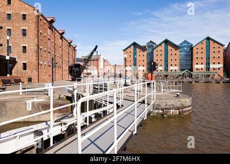 Gloucester Docks à partir des écluses dans la rivière Severn, Gloucester, Royaume-Uni Banque D'Images