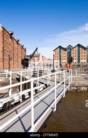 Gloucester Docks à partir des écluses dans la rivière Severn, Gloucester, Royaume-Uni Banque D'Images