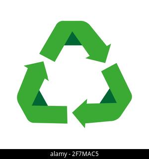 Icône de recyclage, symbole de réutilisation, réduction des déchets et augmentation du recyclage. Repensé avec des couleurs vertes, utile pour les infographies et les étiquettes. Isolé sur Illustration de Vecteur