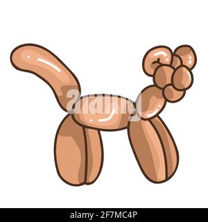 Mignon dessin animé unisex chat ballon animal vecteur illustration. Simple boho fête fête sticker clipart. Sexe neutre amusement enfants naïf dessin à la main Illustration de Vecteur