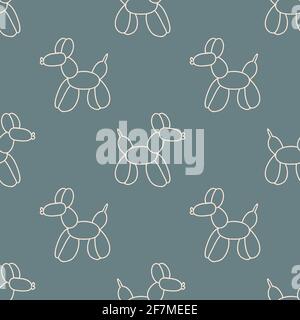 Joli dessin animé unisex chien ballon arrière-plan animal. Décoration d'intérieur simple de fête de boho dessinée à la main. Genre neutre amusement enfants naïf anniversaire tous Illustration de Vecteur
