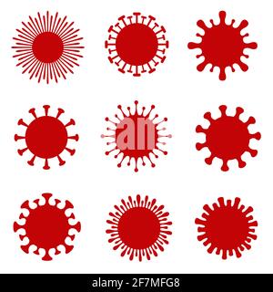 Collection de différentes cellules coronavirus isolées sur blanc Banque D'Images