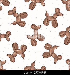 Joli dessin animé unisex chien ballon arrière-plan animal. Décoration d'intérieur simple de fête de boho dessinée à la main. Genre neutre amusement enfants naïf anniversaire tous Illustration de Vecteur