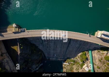 Vue aérienne du marais de Camarasa et de la gorge de Mu (Segre, la Noguera, Catalogne, Espagne) ESP: Vista aérea del embalse de Camarasa (Lérida, Cataluña) Banque D'Images